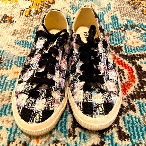 Black and Pastel Multicolor Tweed Superga Sneakers